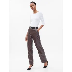 GAP FAUX LEATHER Dámske nohavice, hnedá, veľkosť