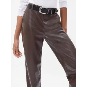 GAP FAUX LEATHER Dámske nohavice, hnedá, veľkosť