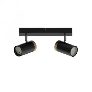 STROPNÁ LAMPA LAGOS ČIERNA 2X15 GU10 TIENIDLO ČIERNA+DREVENÁ
