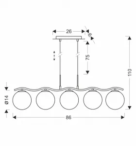 Stropná závesná lampa UMOS 5x20W G9 chróm grafitové sklenené tienidlo 14 cm moderné svietidlo do obývačky jedálne