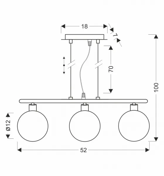 Závesná lampa SOMUL 3x20W G9 chrómové sklenené tienidlá 12 cm grafitové moderné elegantné svietidlo obývačka jedáleň kuchyňa