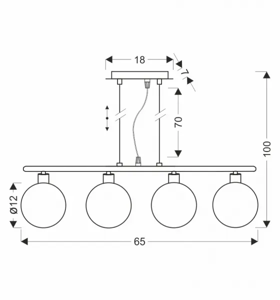 Závesná lampa SOMUL 4x20W G9 chrómové sklenené tienidlo 12 cm grafitové moderné elegantné svietidlo do obývačky jedálne do kuchyne pôvabné