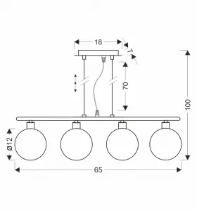 Závesná lampa SOMUL 4x20W G9 chrómové sklenené tienidlo 12 cm grafitové moderné elegantné svietidlo do obývačky jedálne do kuchyne pôvabné