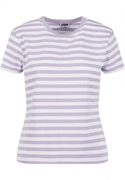 Women's basic striped t-shirt white/purple