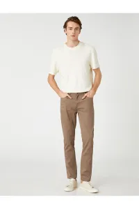 Koton Slim Fit Trousers 5 Pockets Buttoned Textured