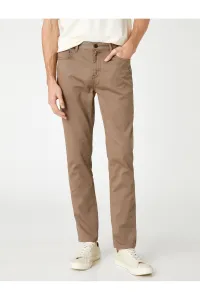 Koton Slim Fit Trousers 5 Pockets Buttoned Textured