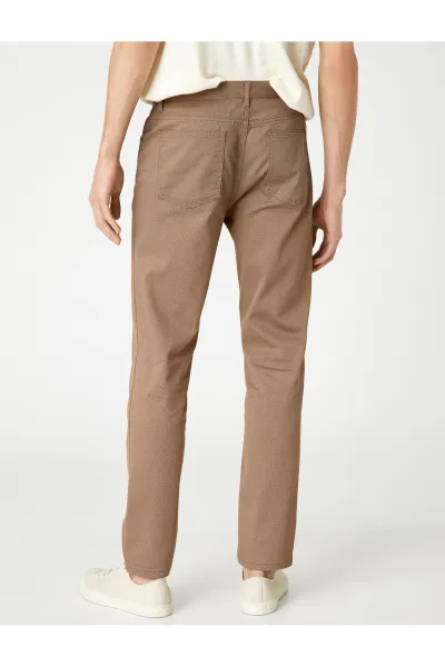 Koton Slim Fit Trousers 5 Pockets Buttoned Textured