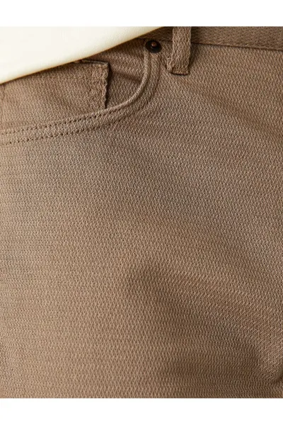 Koton Slim Fit Trousers 5 Pockets Buttoned Textured
