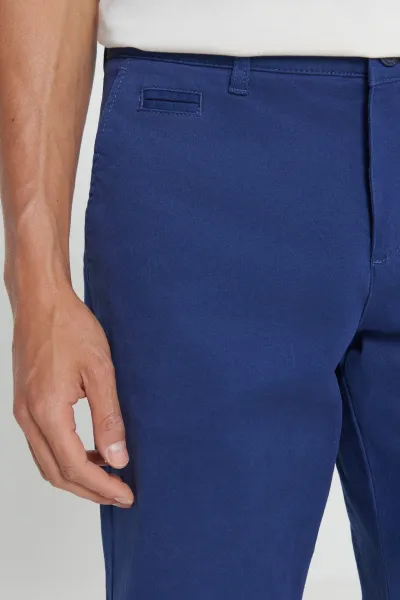 AC&Co / Altınyıldız Classics Men's Indigo Slim Fit Slim Fit Dobby Shorts 100% Cotton Casual Chino Shorts.
