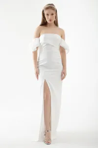 Lafaba Women's White Princess Sleeve Organza Long Evening Dress