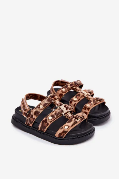 Boto Dievčenské Sandále So Zlatým Detailom Leopard Lunessa