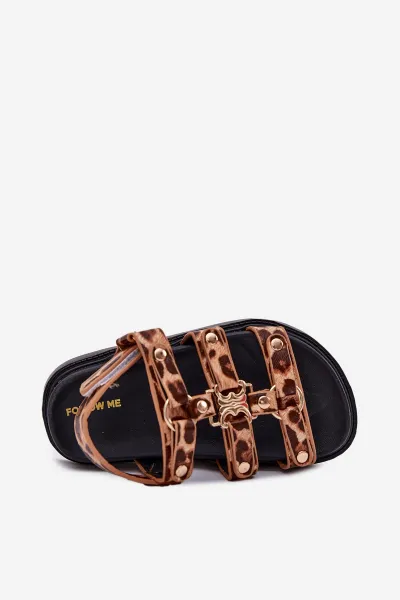 Boto Dievčenské Sandále So Zlatým Detailom Leopard Lunessa