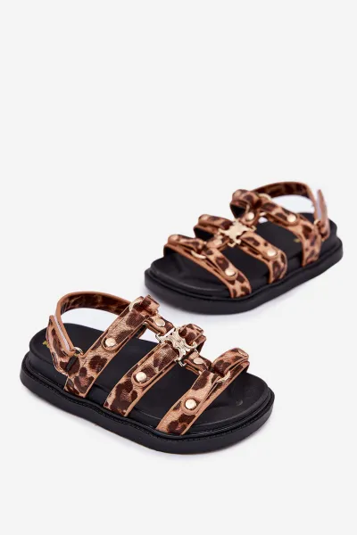 Boto Dievčenské Sandále So Zlatým Detailom Leopard Lunessa