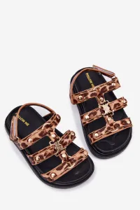 Boto Dievčenské Sandále So Zlatým Detailom Leopard Lunessa