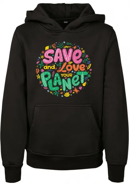 Kids Save And Love Hoody Black