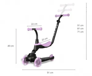 QPLAY Kolobežka / odrážadlo Sema Evo s LED svetlami Violet, vek 1 - 6 rokov, do 50 kg