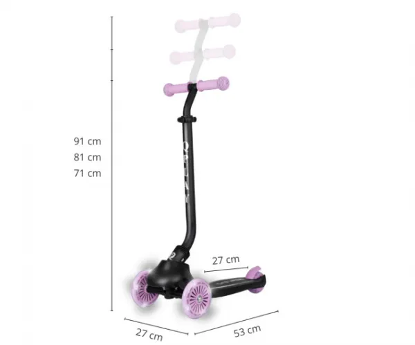 QPLAY Kolobežka / odrážadlo Sema Evo s LED svetlami Violet, vek 1 - 6 rokov, do 50 kg