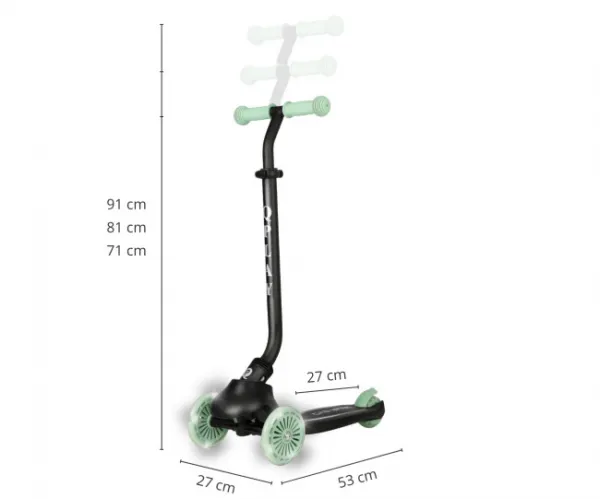 QPLAY Kolobežka / odrážadlo Sema Evo s LED svetlami Jade Green, vek 1 - 6 rokov, do 50 kg