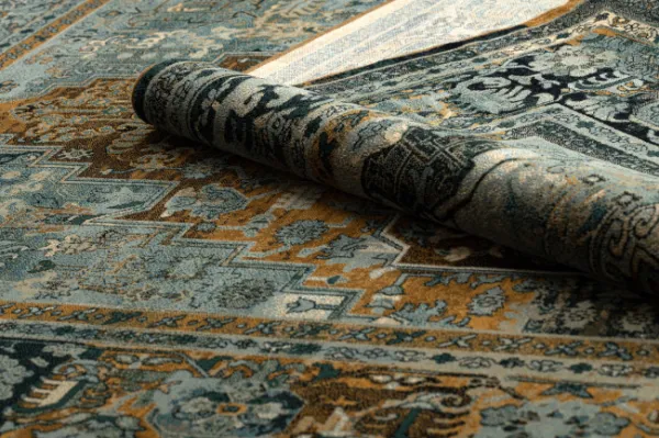 Vlnený koberec POLONIA ALHAMBRA Ornament, koňakový rám