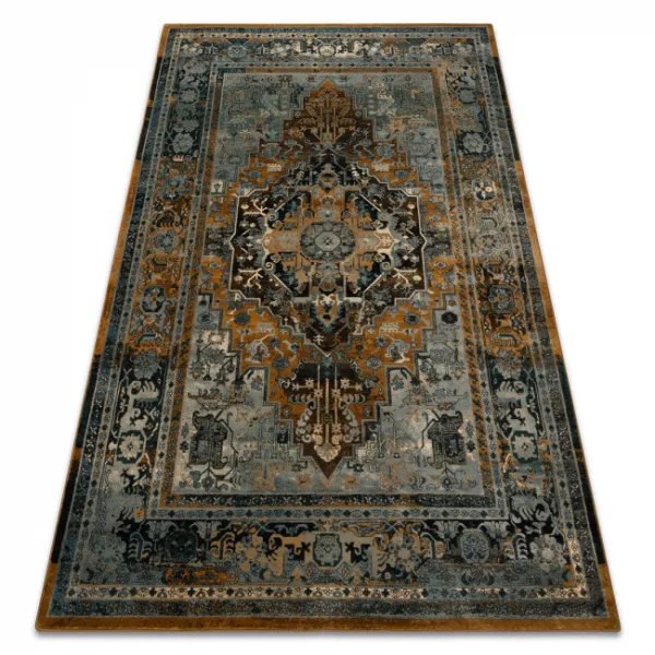 Vlnený koberec POLONIA ALHAMBRA Ornament, koňakový rám