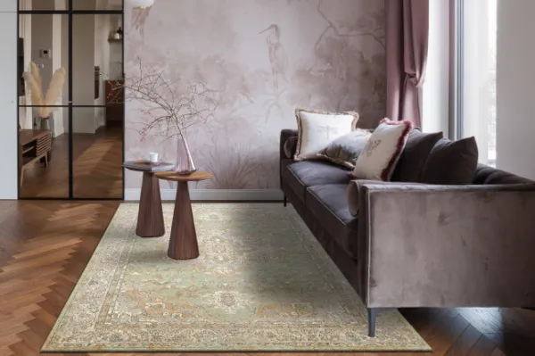Koberec SOHO 477.01.LA402 OSTA rozeta naturálny zelený / béžový