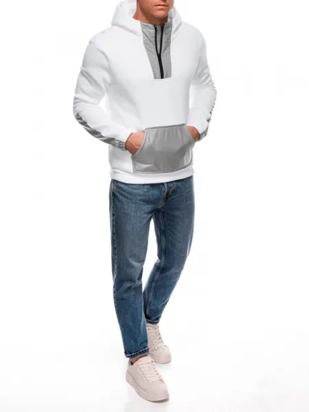 Trendy pánska mikina s kapucňou biela