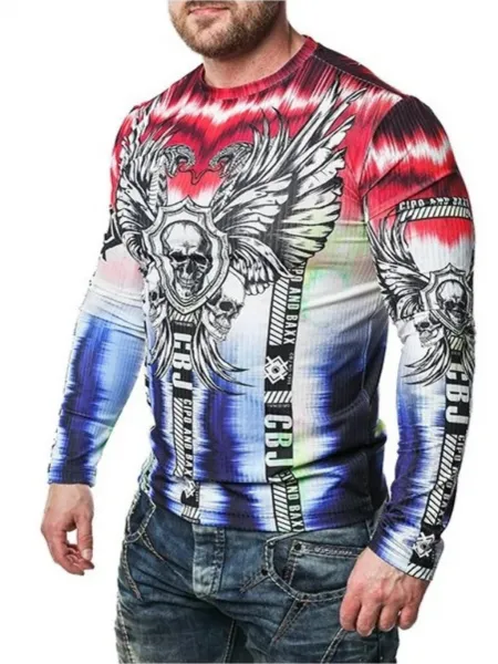 Pánske tričko CIPO & BAXX CL484 RED-BLUE Farba: Červená, Konfekčná veľkosť: M
