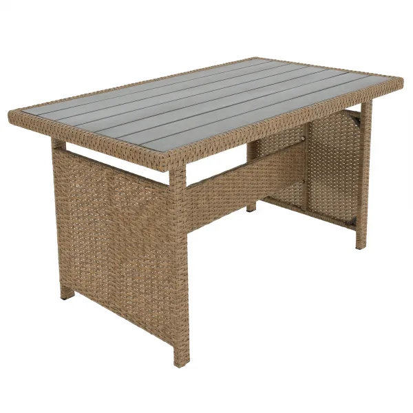 Záhradný ratanový set, svetlohnedá/sivá, TAGULA