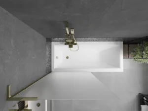 MEXEN/S - Next L vaňová zástena FIX 90 x 150, dekor, zlatá 895-090-000-03-30-50