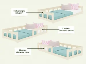 Benlemi Nízke jednolôžko FENCE 4v1 so zábranou 90x200 cm + matrac ADAPTIC Zvoľte farbu: Biela, Zvoľte zábranu: S otvoreným vstupom