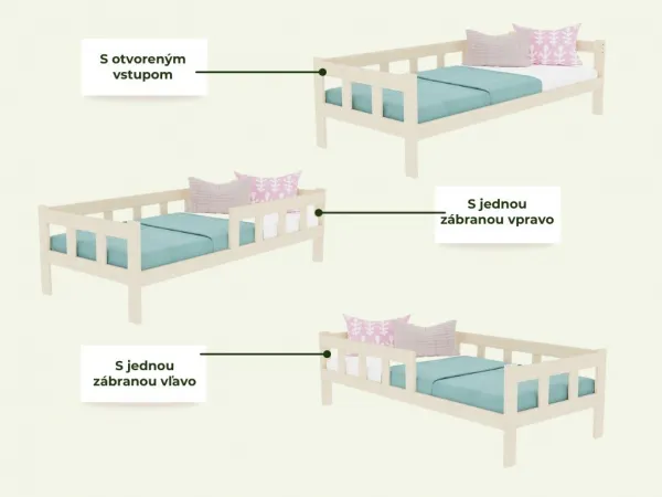 Benlemi Jednolôžko FENCE 4v1 so zábranou 90x200 cm + matrac ADAPTIC Zvoľte farbu: Biela, Zvoľte zábranu: S otvoreným vstupom