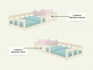 Benlemi Nízke postele FENCE 4v1 s prednou zábranou pre dve deti Zvoľte farbu: Biela, Zvoľte rozmer: 90x200 cm, Zvoľte zábranu: Obe vpravo