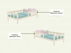 Benlemi Postele FENCE 4v1 s prednou zábranou pre dve deti Zvoľte farbu: Nelakovaná, Zvoľte rozmer: 90x190 cm, Zvoľte zábranu: Obe vpravo