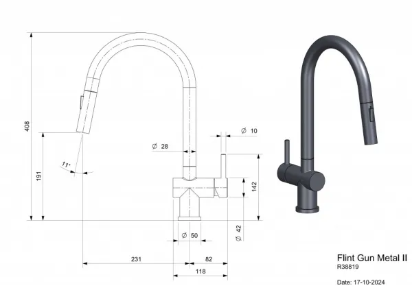 Reginox Drezová batéria Reginox Flint, R38819, Gun Metal R38819