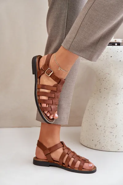 Lewski Shoes Kožené sandále na plochom podpätku Zazoo