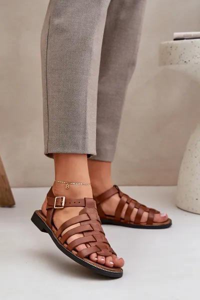 Lewski Shoes Kožené sandále na plochom podpätku Zazoo