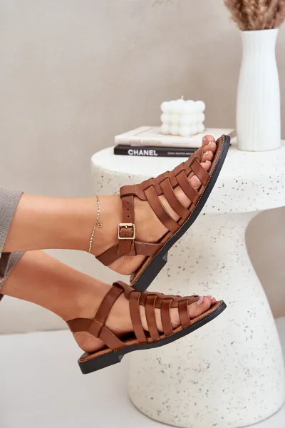 Lewski Shoes Kožené sandále na plochom podpätku Zazoo
