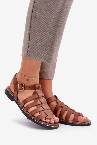 Lewski Shoes Kožené sandále na plochom podpätku Zazoo