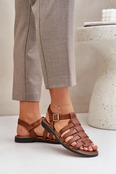 Lewski Shoes Kožené sandále na plochom podpätku Zazoo