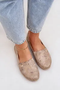Elegantné Zamszové Espadrilky S Kvetmi Dámske Béžové Zazoo 10177