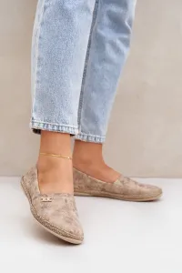 Elegantné Zamszové Espadrilky S Kvetmi Dámske Béžové Zazoo 10177