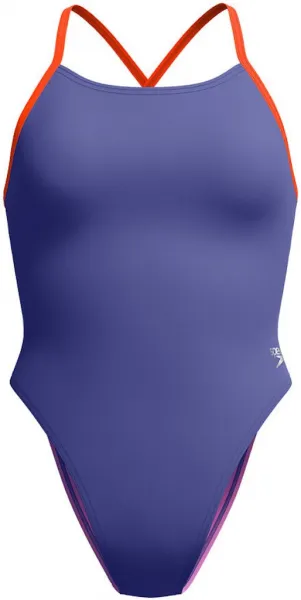 Speedo womens solid tie back hapuna blue l - uk36