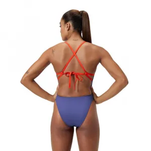 Speedo womens solid tie back hapuna blue l - uk36