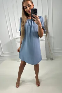 Kesi Włoski Šaty zaviazané na rukávoch svetlý denim