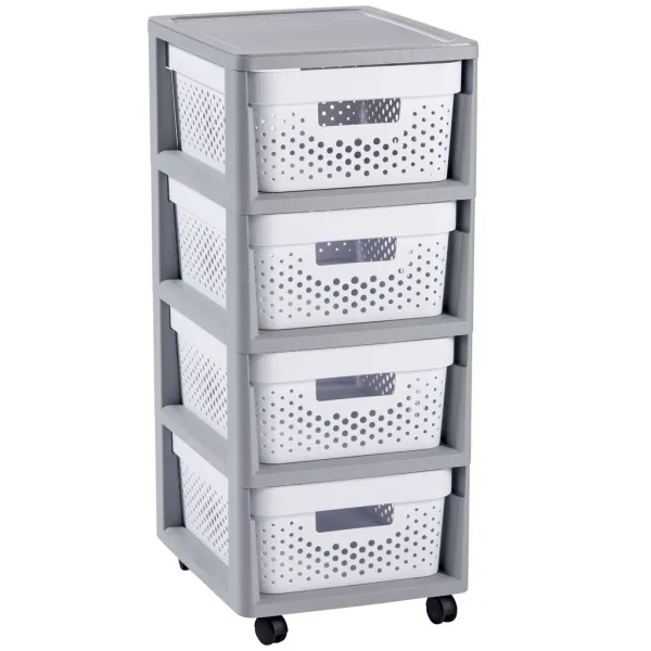 CURVER Rozkladací regál Infinity 4 x 11 l | biela / sivá