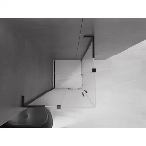 MEXEN/S - Velar L Duo sprchovací kút, posuvné dvere 100 x 100, dekor, čierna 871-100-100-02-33-70