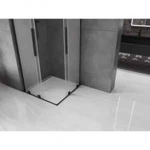 MEXEN/S - Velar L Duo sprchovací kút, posuvné dvere 80 x 80, dekor, čierna 871-080-080-02-33-70