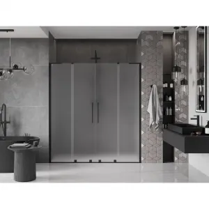 MEXEN/S - Velar L Duo posuvné sprchové dvere 200, dekor, čierna 871-200-003-32-70