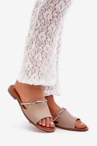 Kožené Šľapky Tmavo Béžové Lewski Shoes 3047