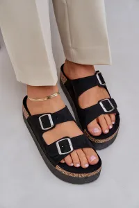 PE1 Dámske sandále na masívnej platforme so sponami čierne Aramia